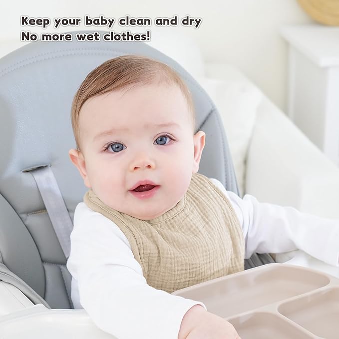 Susurration Muslin Baby Drool Bibs 6Pack Soft Square Adjustable Baby Bandana Bibs for Unisex Girls & Boys