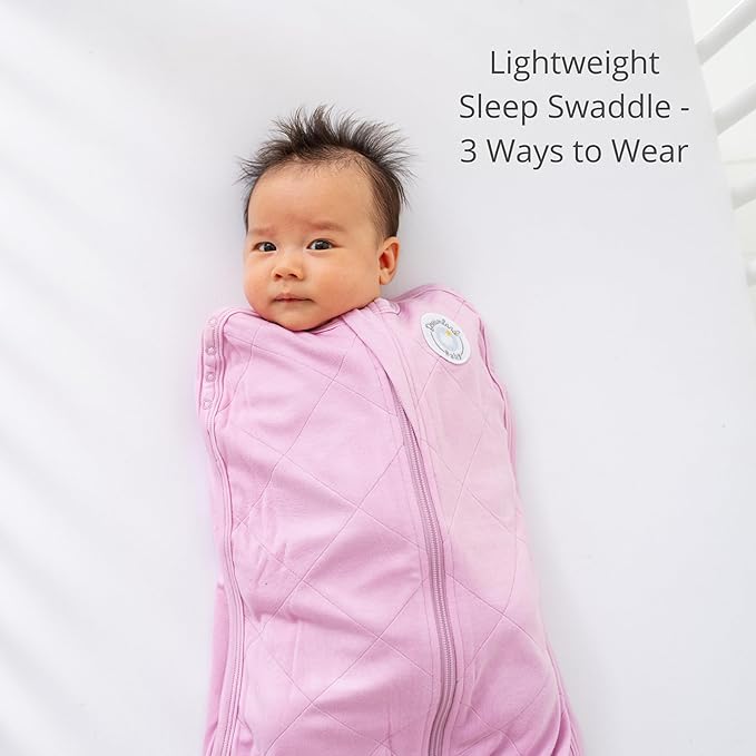DREAMLAND BABY Bamboo Viscose Swaddle Sleep Sack (0-6 Months). Ultra Soft Swaddle Blanket w/Built in Band. 95% Viscose, 5% Spandex (Mauve)