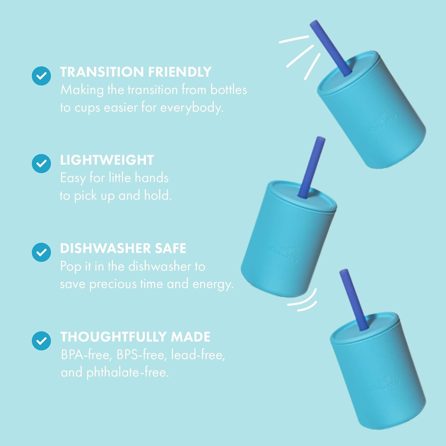 Avanchy Silicone Training Sippy Cup with Straw Lid – For Babies 6+ Months to Toddlers 1 Year Old – 8 oz Infant Water Cup for Baby Led Weaning, Yellow + 5 Reusable Straws