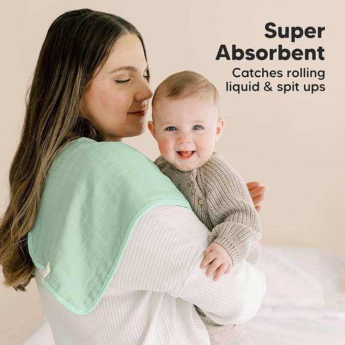 5-Pack Cotton Muslin Burp Cloths Baby Girls, Boys - Soft & Absorbent Spit Up Burp Rags, Large Muslin Towel, Cotton Wash Cloths for Babies, Newborn, Infant, No Shrink, Durable, Neutral (Mirage)