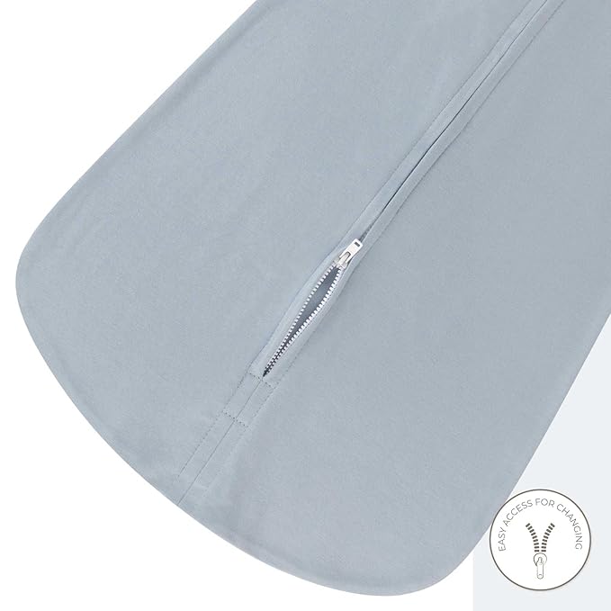 Ely's & Co. 100% Cotton Wearable Blanket Baby Sleep Bag Solid Dusty Blue and Dusty Blue Stars 2 Pack (Baby Boy, Girl 0-3 Months)