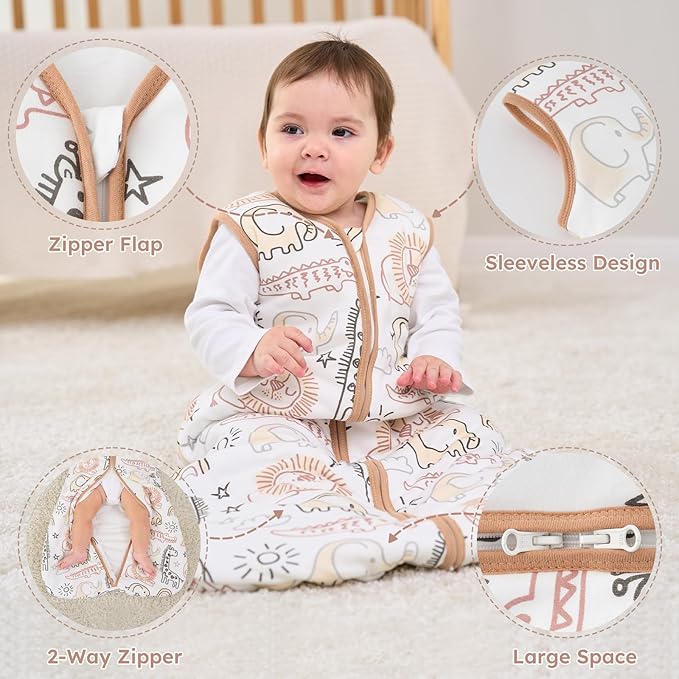 Yoofoss Baby Sleep Sack 18-24 Months, TOG 2.5 Baby Wearable Blanket with 2-Way Zipper, 100% Organic Cotton Fabric Winter Newborn Sleeping Sack, Warm Soft Comfy(X-Large)