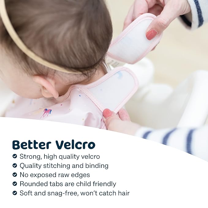 Tiny Twinkle Long Sleeve Bib for Babies & Toddlers – Waterproof Smock Bib for Eating – Machine Washable & Mess-Proof, Baby Feeding Essential & Shower Must-Have(Unicorn Confetti, 2-4Y)