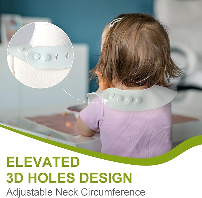 Accmor Silicone Baby Bibs, Waterproof Soft Bibs for Baby Girls Boys Feeding Eating, Silicone Baby Bibs with Large Pocket