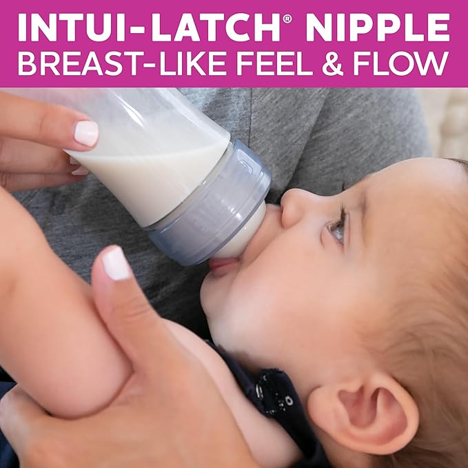 Chicco Duo Newborn Hybrid Baby Bottle Starter Gift Set with Invinci-Glass Inside and Plastic Outside | Dishwasher, Bottle Warmer, and Electric Sterilizer Safe | Intui-Latch Nipple | Clear/Grey