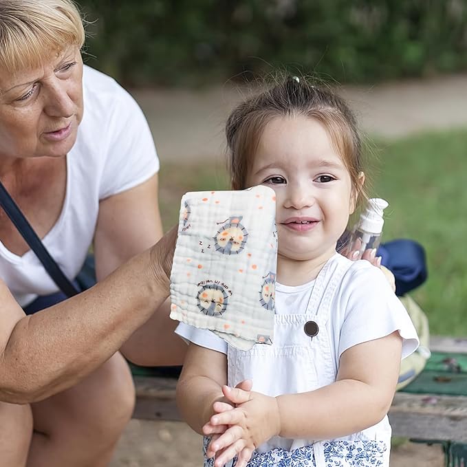 FOOK FISH Muslin Burp Cloths Cotton Burping Cloth 20'' X 10'' Pack of 6 for Baby Spit Up Cloths for Newborn,Absorbent,Soft,Large,6 Layers,Baby Burp Rags,Unisex,for Boys and Girls