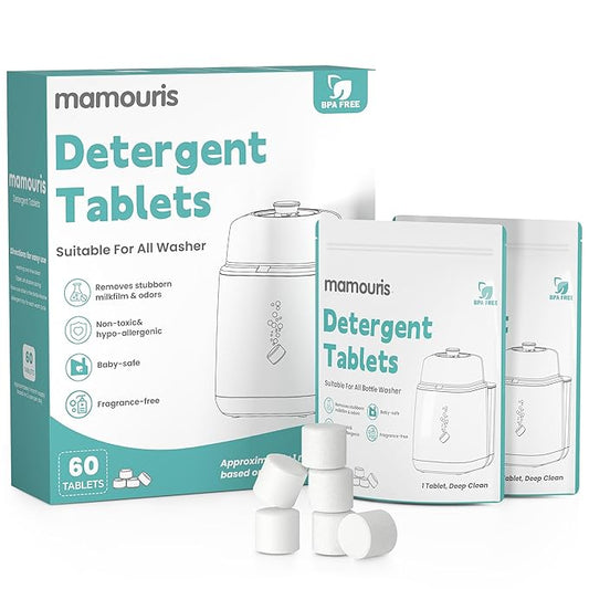 60PCS Official Detergent Cleaning Tablets: for Baby Brezza Grownsy Papablic Momfann Bottle Washer - Baby Bottle Washer Tablets for All Brands Bottles Washers Machines