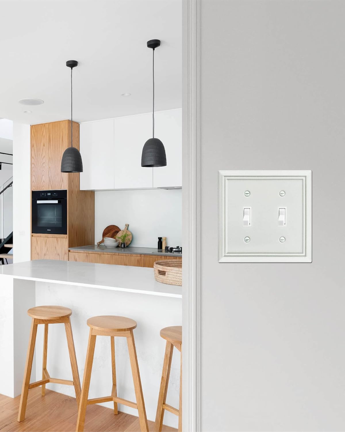 2-Pack Double Toggle Wall Plate, Decorative Light Switch Cover, Metal Switch Plate Cover, Off White Finish, Midsize