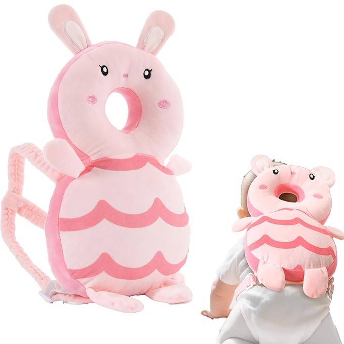 GINMOON Baby Head Protector Backpack,Lightweight and Breathable, Baby Walking Harness,Crawling Baby Essentials (Bunny)