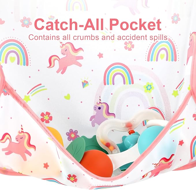 Accmor 5 Pack Long Sleeve Bibs, Baby Smock Waterproof Sleeved Bib Smock for Baby Toddler 6-36 Months