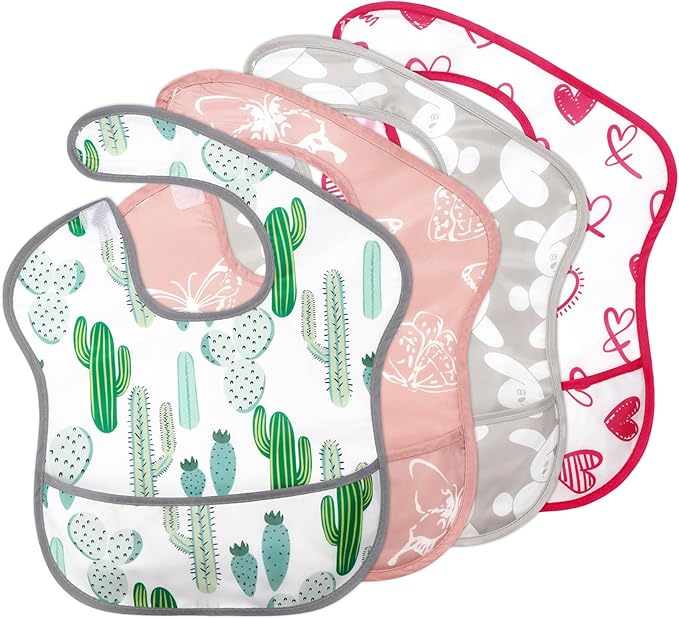 Accmor Baby Bibs, Waterproof Baby Toddler Bibs, Apron Smock Bib for Baby Boys Girls, Essential Must Have for Eating, Feeding