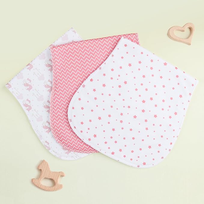 2-in-1 Burp Cloths and Baby Bibs - 6 Pack Large Super Absorbent Soft Cotton Burping Cloths for Spit Up, 3 Layers Thick Baby Burp Rags for Girls & Boys