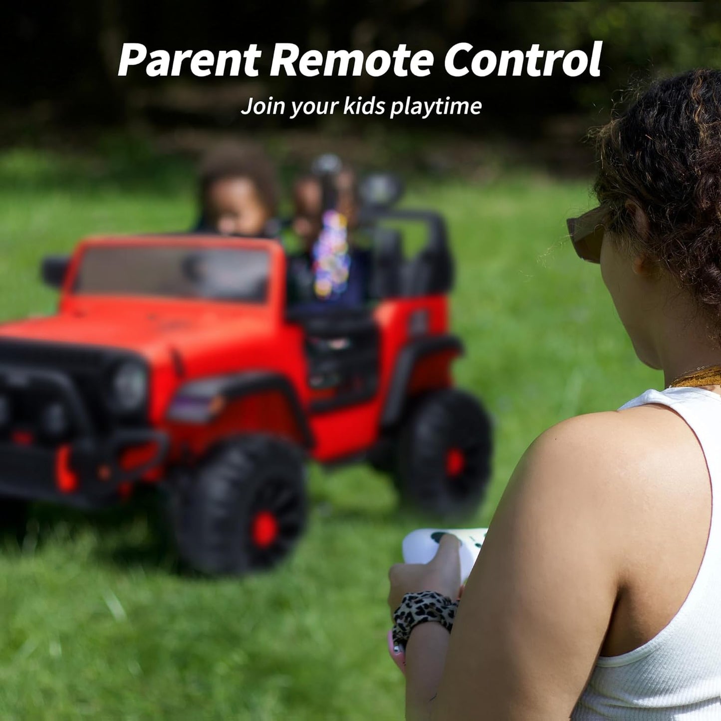 2 Seater Ride on Car Truck, 12V Kids Electric Ride on Toy for Big Kids Age 3-8 w/Remote Control- Red