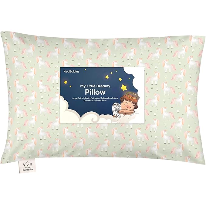Toddler Pillow with Pillowcase - 13x18 My Little Dreamy Kids Travel Bed Pillows for Sleeping, Organic Cotton Small Pillowcase, Soft & Breathable, Machine Washable, Toddlers 2-5 Years Old (Grace)