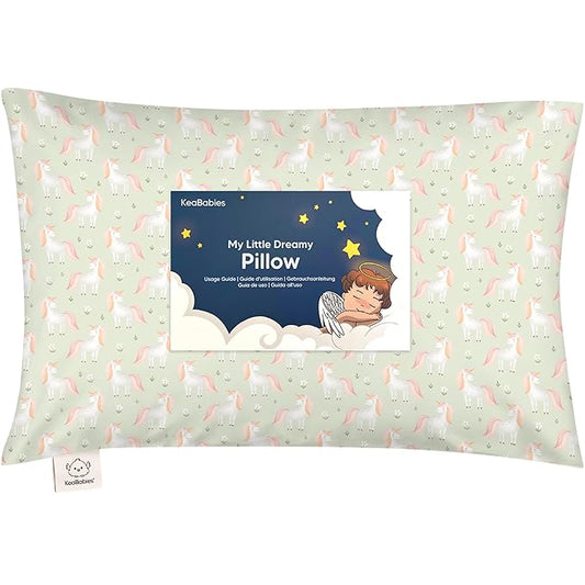 Toddler Pillow with Pillowcase - 13x18 My Little Dreamy Kids Travel Bed Pillows for Sleeping, Organic Cotton Small Pillowcase, Soft & Breathable, Machine Washable, Toddlers 2-5 Years Old (Grace)