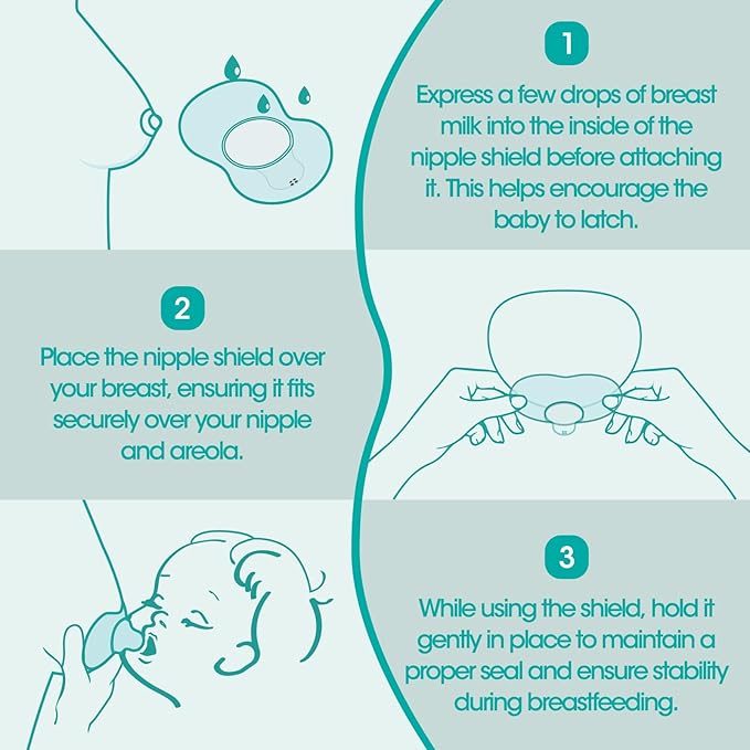 CheriBaby Nipple Shield, Contact Nipple Shield for Breastfeeding with Difficulty Sucking or Flat or Inverted Nipples, 1 Pair with Carrying Case, 100% Food Grade Silicone, BPA/BPS Free, S