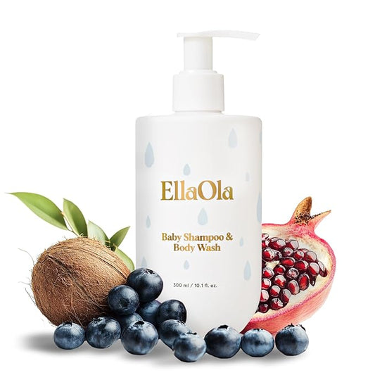 ELLAOLA Tear Free Baby Shampoo & Body Wash - Organic, Hypoallergenic Baby + Kid Soap Hydrates & Nourishes While Gently Cleansing Sensitive Skin, Fragrance Free | 10.1 fl. oz.