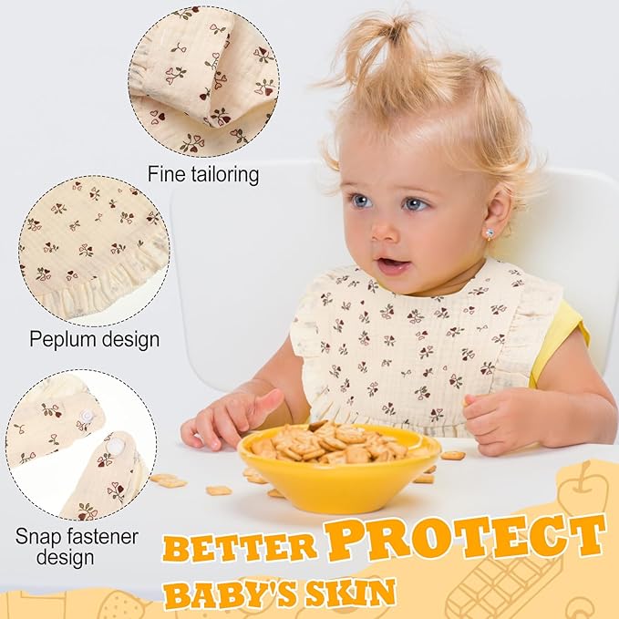 Mepase 10 Pcs Large Muslin Baby Girl Bibs Drool Teething Bibs Lap Shoulder for Boy Girls Teething(Vivid Colors)