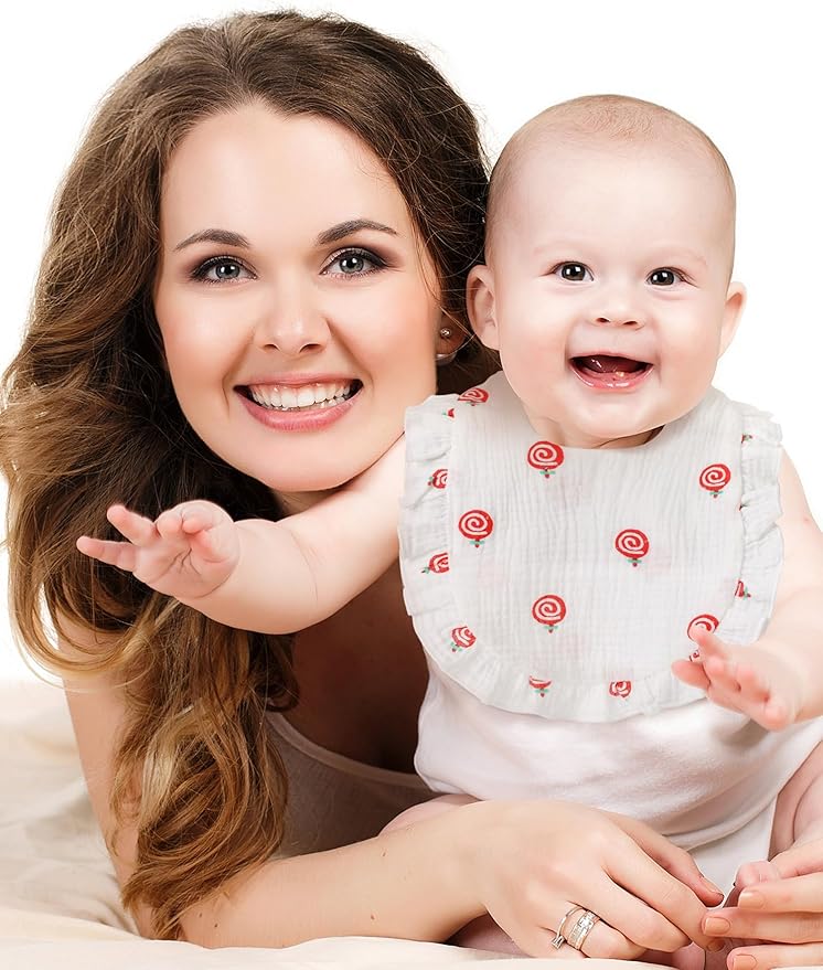 Geyoga 12 Pack Muslin Baby Bibs Adjustable Bandana Drool Bib for Unisex Cotton for Infants Boys Girls Teething