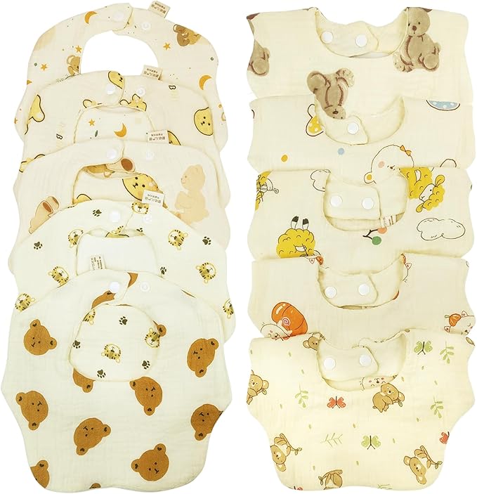 Baby Bibs Muslin Bibs for Baby Girl Boy for Drooling and Teething 10 Pack