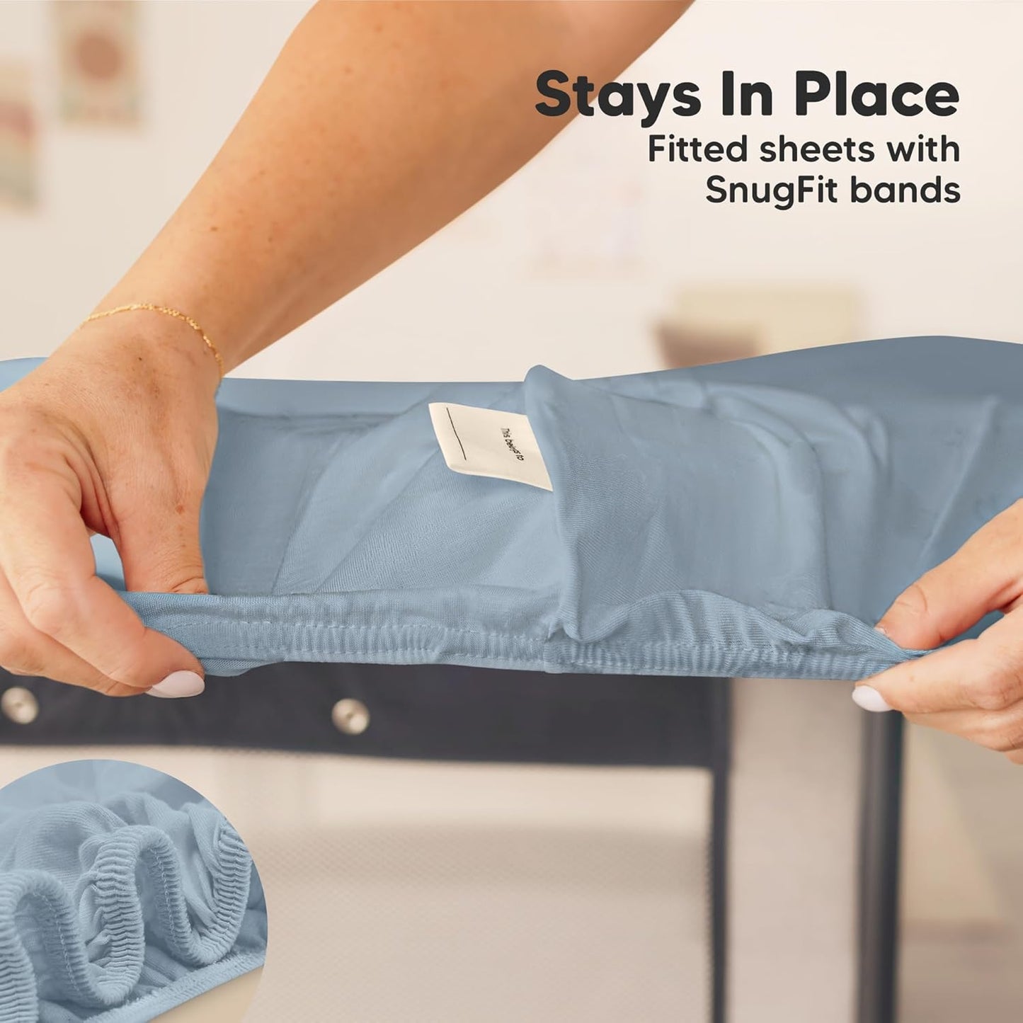 2-Pack Mini Crib Sheets Fitted - 38x26 Pack N Play Sheets for Pack and Play Mattress, Organic Cotton, Soft & Breathable Playard Bedding, Neutral Mini Toddler Bed Cover for Boys, Girls (Steel)