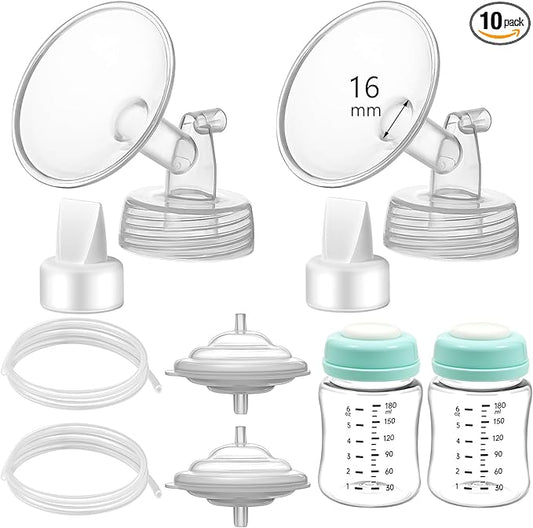 Pump Parts Compatible with Spectra S1/S2/9 Plus, Not Original Accessories, Full Set Replacements Include 16mm Flanges, Duckbill Valves, Backflow Protectors, Tubings and Bottles