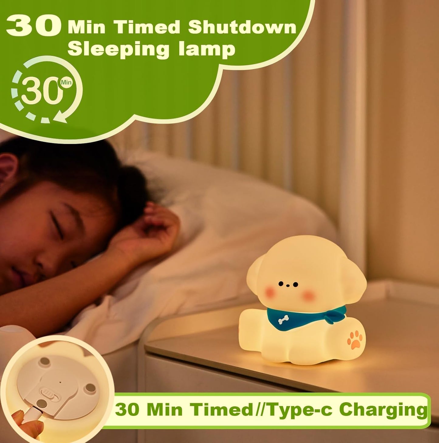 DREAMING MY DREAM Puppy Night Light for Kids Lamp,Soft Silicone Nursery Light for Baby Room and Toddler Toy,Portable Dimmable Rechargeable Animal Lights for Girls and Boys