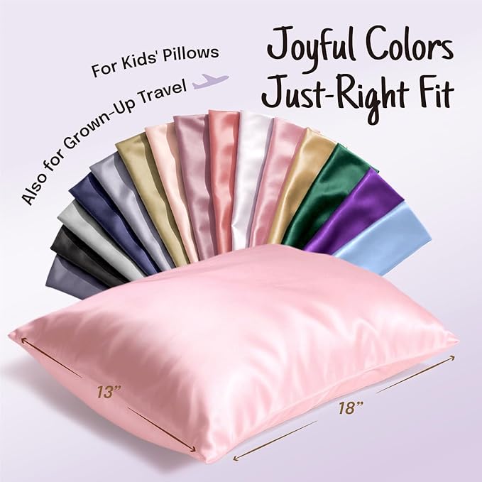 OLESILK 100% Mulberry Silk Toddler Pillowcase for Hair and Skin, Both Sides 19 Momme Pure Natural Silk Travel Pillow Cases with Hidden Zipper, 13"x 18", Light Plum