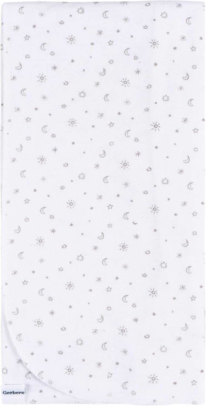 Gerber Unisex Baby 100% Cotton Flannel Receiving Blankets 30x30 Inches (Pack of 4), Celestial, One Size