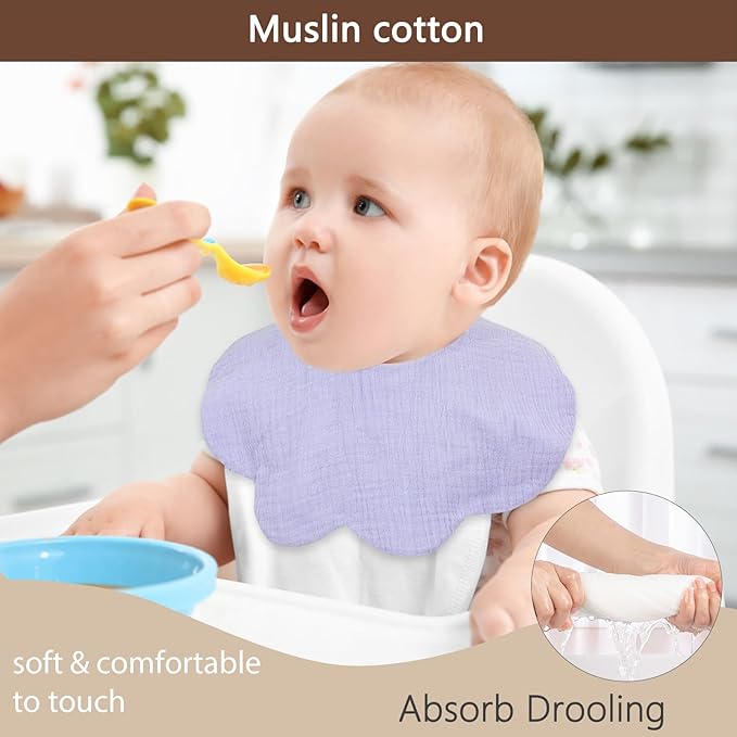 Baby Bibs Muslin Bibs 8 Pack for Drooling and Teething for Unisex Girls Boys