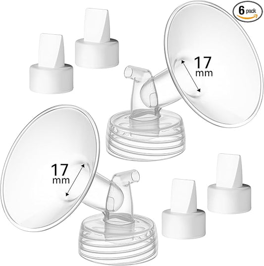 17 mm Flange Compatible with Spectra S2 S1 9 Plus Ameda MYA Motif Luna Cimilre Breast Shield, Duckbill Valves Replacement, Replace Wide Mouth Flange