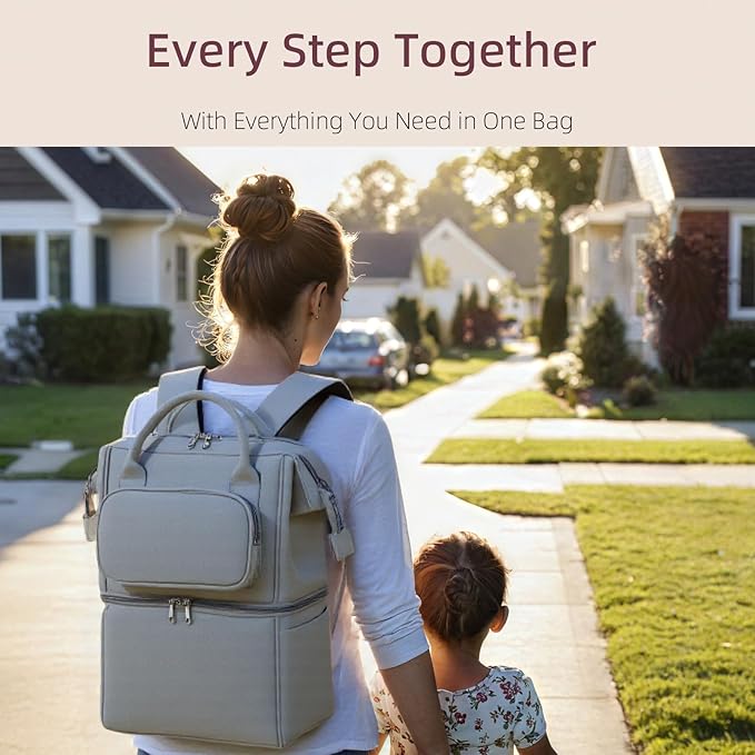 Insulated Bottle Cooler Bag, Holds 6×9oz, 18L Large 2-n-1 Backpack Lunch Bag for Nursing, Work, Daycare (Gray)