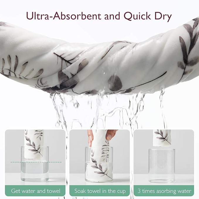 Momcozy Hooded Baby Towel, 2 Pack and Cotton Bath Towel with Hooded, Large 35 X 35 Inch, Baby Towel Set for Boy or Girl,Infant and Kid, Ink Wash Leaves