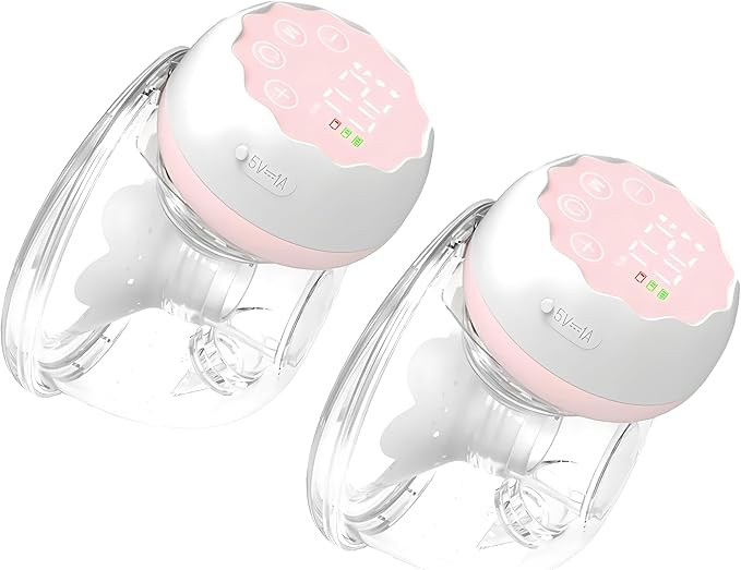 Electric Hands-Free Breast Pumps, Wearable Breast Pump with 4 Modes, 12 Levels, LCD Display, Memory Function Rechargeable with Massage and Pumping Mode 24mm Flange (2 Pack)