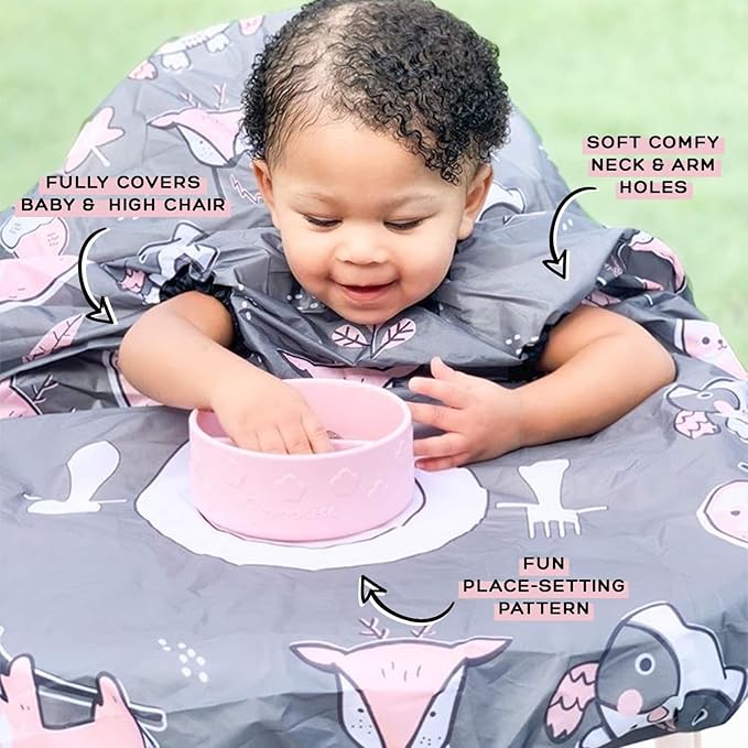 grabease Allover Waterproof Bib for Self-Feeding Infants and Toddlers, Machine Washable, Ages 6-24 Months