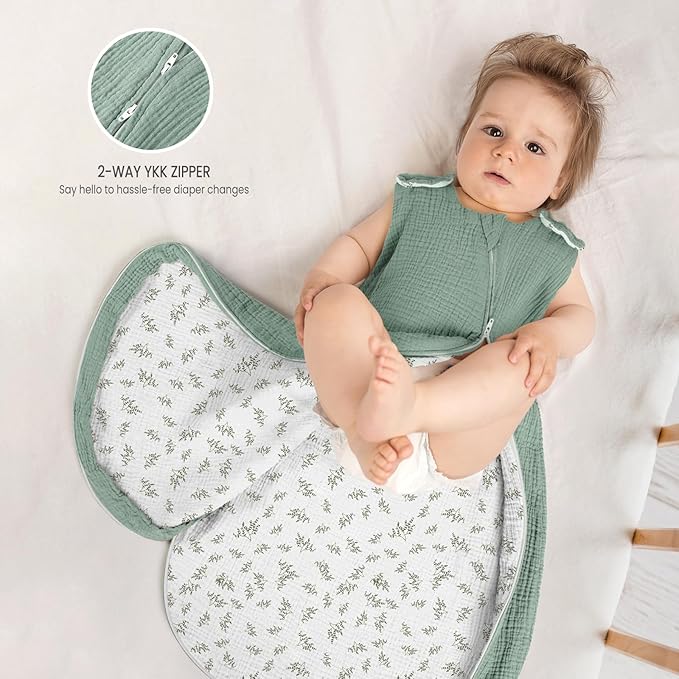 lulumoon Sleep Sack Muslin for Baby: Cotton Wearable Blanket for 9-15 Months - Soft Lightweight Ideal for Nursery Lounge Nighttime Naptime 12-18 Months