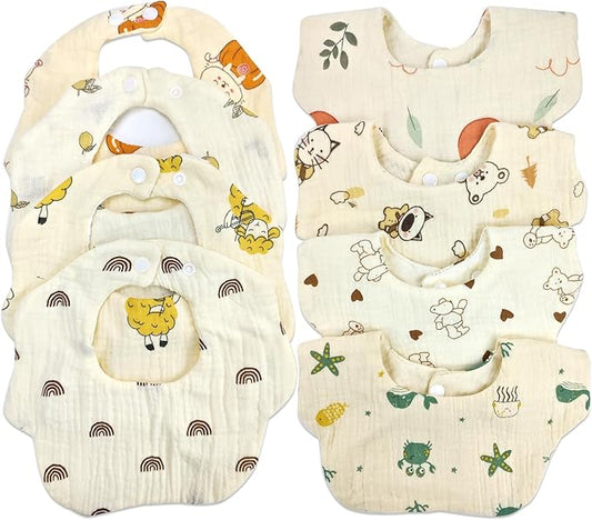 Muslin Baby Bibs for Drooling and Teething Newborn Drool Bibs for Baby Girl Boy