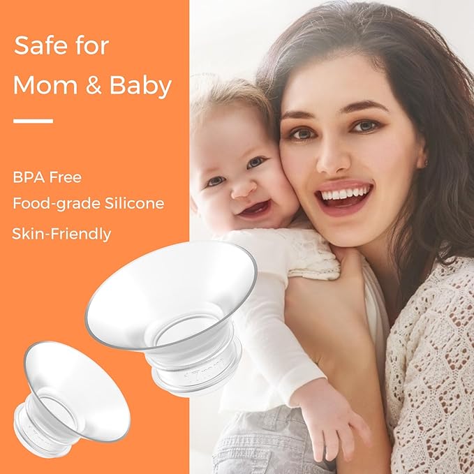 Flange Inserts 17mm 6PCS - Compatible with Momcozy M5/M6/S12 Pro/S9 Pro/V1/V2,Spectra,Medela,Elvie,Lansinoh 24mm Flange - Breast Pump Replacement Pump Parts - BPA Free Silicone,6 Pack