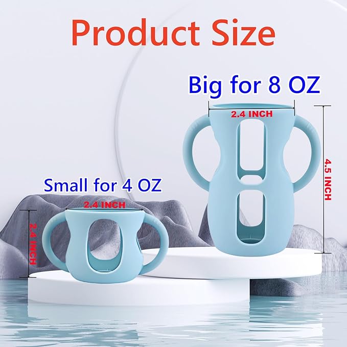 4 Pack Silicone Sleeves for Avent Natural Glass Baby Bottles, Silicone and Easy-Grip Handles for Drop Protection, Compatible with Philips Avent 4/8 OZ Glass Bottle (Light Purple, 8 OZ)