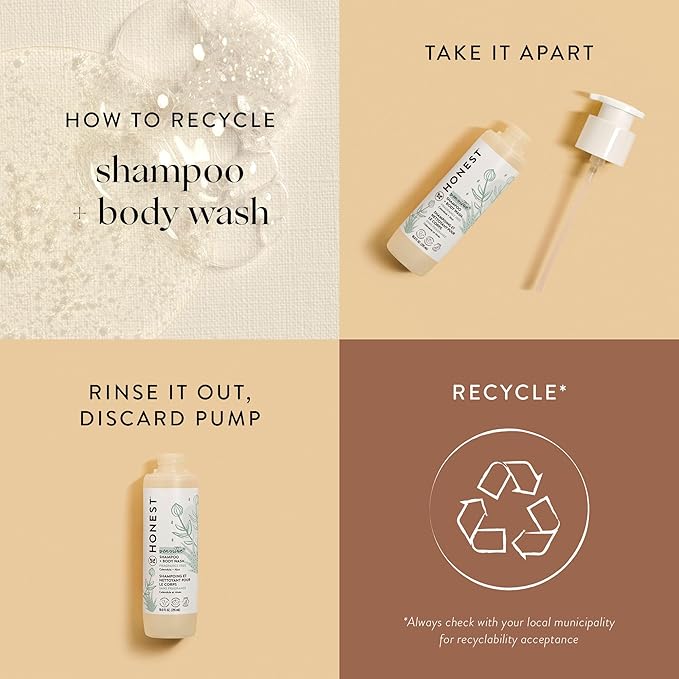 The Honest Company 2-in-1 Cleansing Shampoo and Body Wash for Sensitive Skin, Gentle Tear-Free Hypoallergenic Baby Wash with Naturally Derived Ingredients, Fragrance-Free, 10 fl oz
