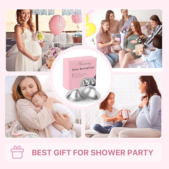 Silver Nursing Cups - Nipple Shields for Nursing Newborn - Breastfeeding Essentials - Newborn Essentials - 925 Silver Nipple Covers (Regular)