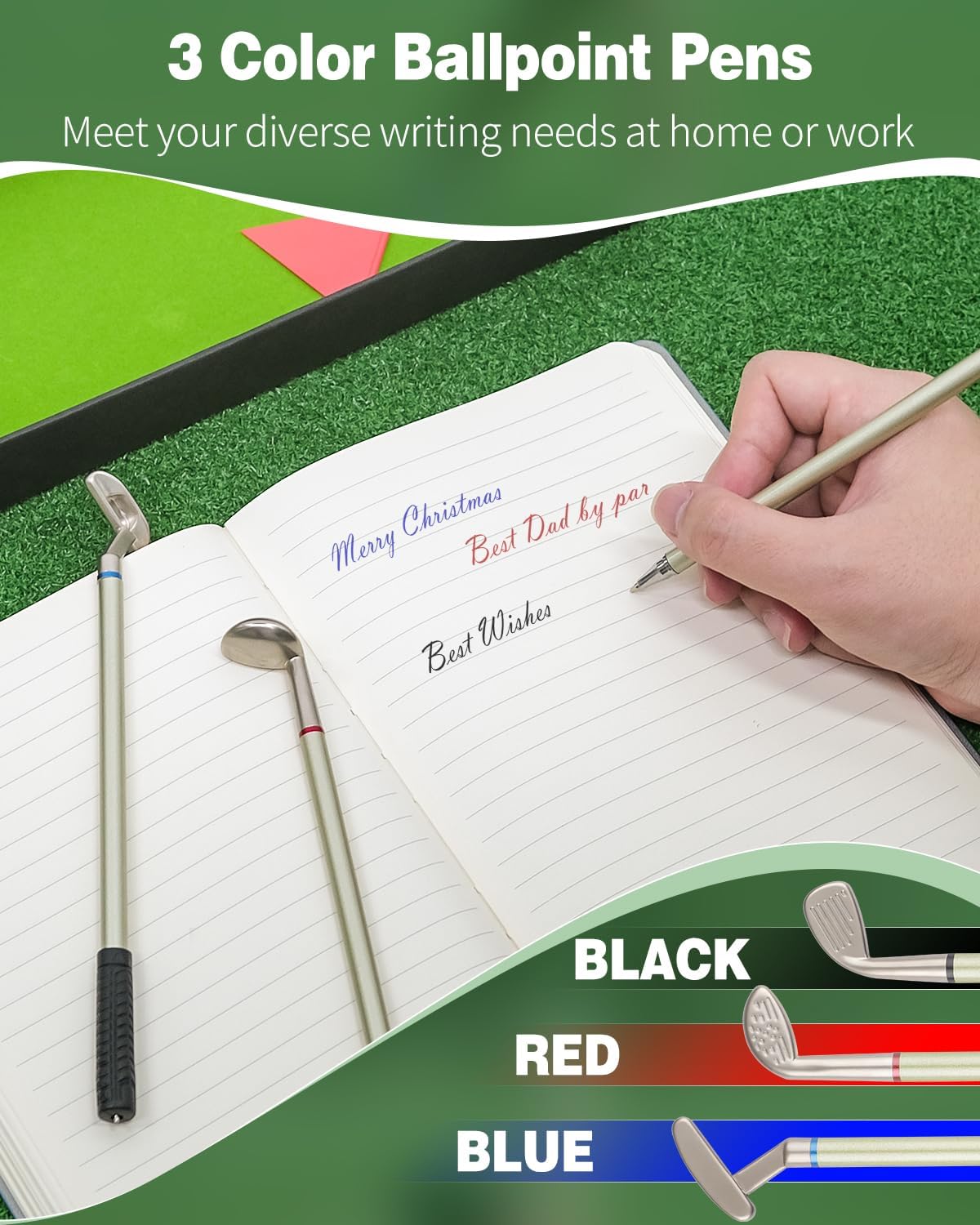 GreenHaven 2 Pack Mini Golf Pen Set, Mini Desktop Golf Gift Golf Ball Club Pen Unique Christmas Stocking Stuffers Funny Birthday Gift for Men Women Adults Golfers Dad Boss Coworker Boyfriend