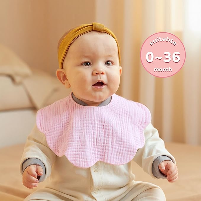 EllieHouse Baby Bibs for Girls Boys 8 Pack Muslin Drool Teeth Drooling Teething Bibs Muslin Cotton for Toddler Infant