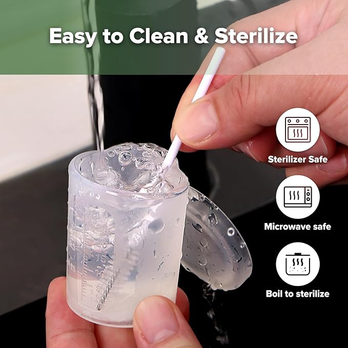 haakaa Silicone Measuring & Feeding Cup 25ml/2pcs(Pre-sterilised), Leakproof & Reusable, 3-in-1 Colostrum Collection Cup for Collect, Store & Feed, Include Cleaning Brush