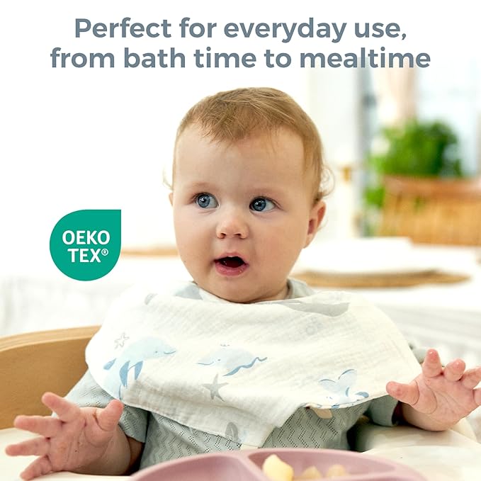 Momcozy Baby Washcloths - 4 Layer Design| Medium Thickness| Soft & Absorbent| Premium Cotton for Newborns' Skin-Great for Bathing, Wiping & on-the-go Use, Shower Gift and Essential(5 Pack, 10x10 inch)