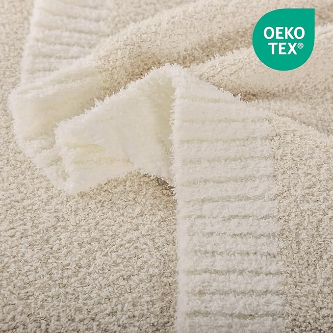 NEXHOME PRO Super Soft Blanket for Women, Cozy Blanket Warm Reversible Knit Lightweight Throws for Couch, Sofa Bed, Picnic, Heather Ivory, 50 x 60 inches