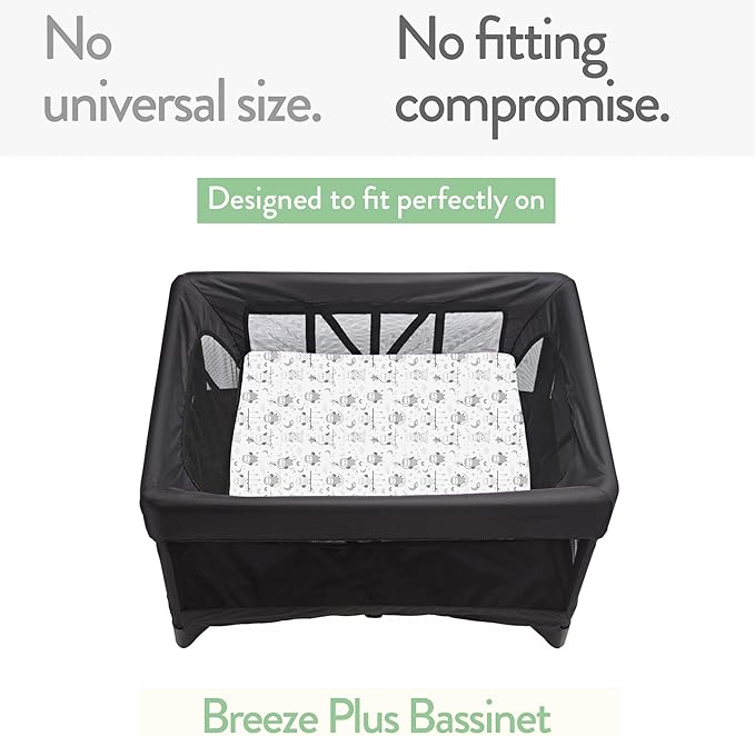 Bassinet Fitted Sheets Compatible with 4moms Breeze Plus Bassinet Model 1045 – Snuggly Soft 100% Jersey Cotton – Cream + Brown – 2 Pack – Not for Old Models