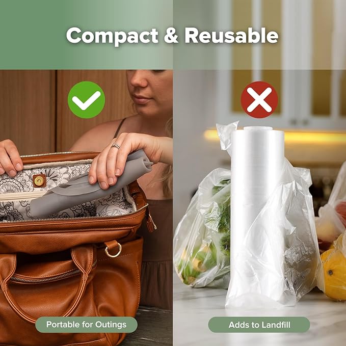 Haakaa On-The-Go Silicone Microwave Steamer & Steriliser Bag, 40oz/1250ml Reusable Silicone Steaming Bags for Baby Bottles, Breast Pump, Accessories, Pacifiers, Teethers, 1PC