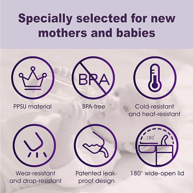 PPSU Pregnancy Water Bottle and Baby Bottle Set, Patented Leak-Proof Design, Postpartum Essentials, Great Gift for Moms and Babies, Silicone, Heat Resistant to 180°C/356°F (5 oz, 8 oz，16 oz)