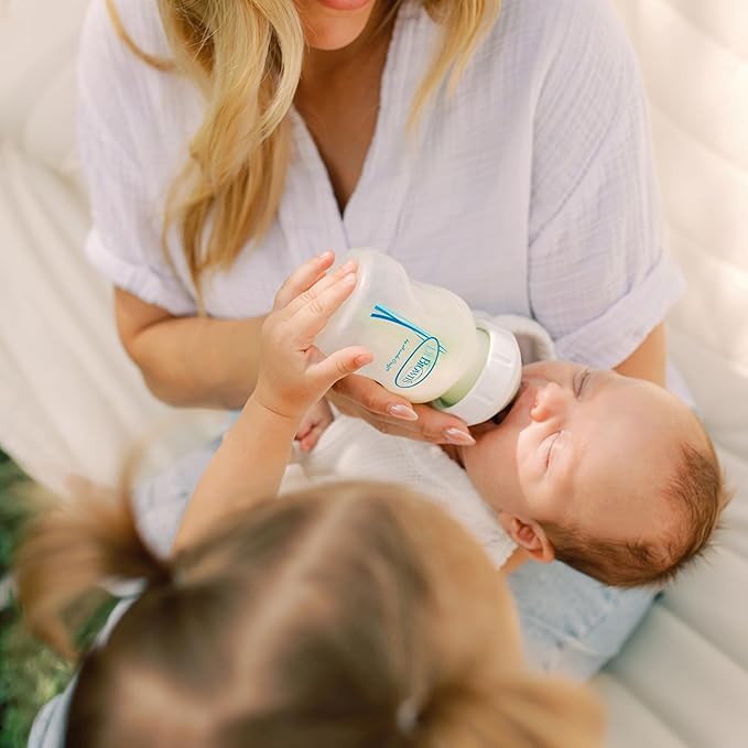 Dr. Brown's Natural Flow Anti-Colic Options+ Wide-Neck Glass Baby Bottle 5 oz/150 mL, with Level 1 Slow Flow Nipple, 1 Pack, 0m+